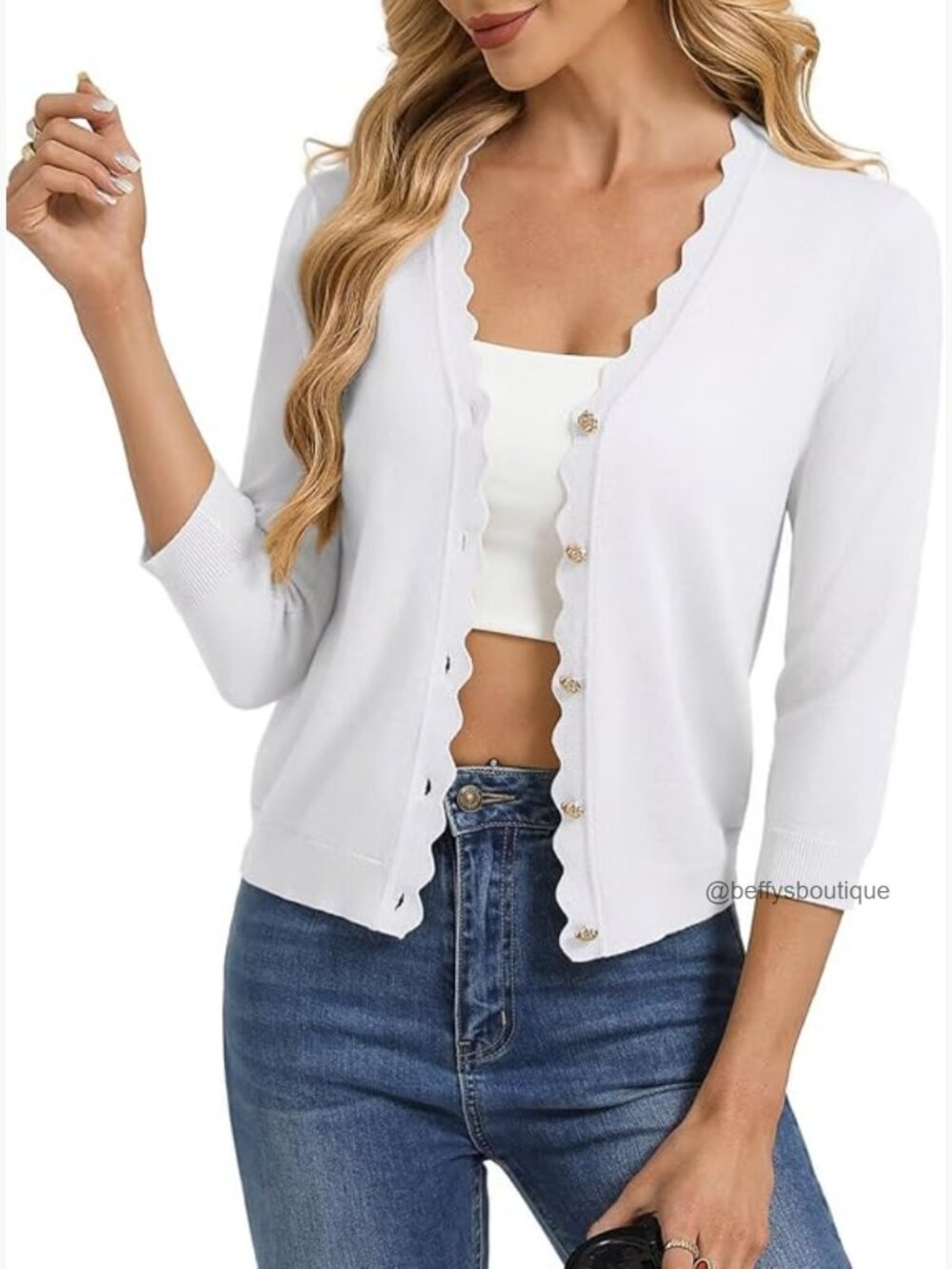 Lightweight 3/4 Sleeve V-Neck Cardigan, Regular Fit, Rayon Polyester Blend